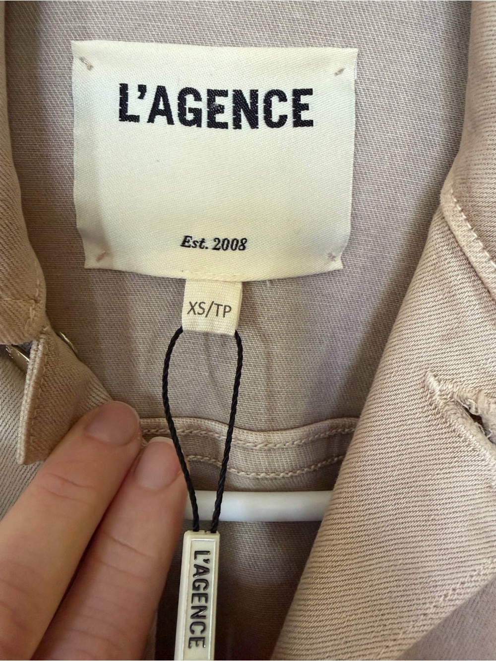 L'AGENCE Beige Cropped Denim Jacket - Picture 6 of 10